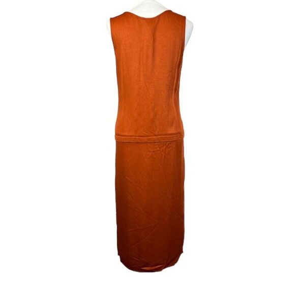 Zero + Maria Cornejo Iro Dress Rusty Orange Shift with Asymmetic Slit Hem Size 6 - Picture 6 of 13